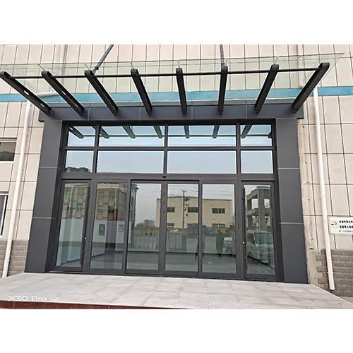 Steel Structure Glass Canopy with Spider Fittings and Tension Rods – Installation Case