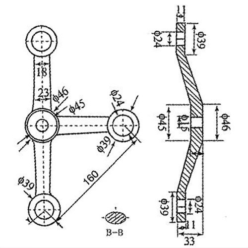 160mm 3-Way Stainless Steel Glass Spider Fitting (T-Shape) for Curtain Wall Edges