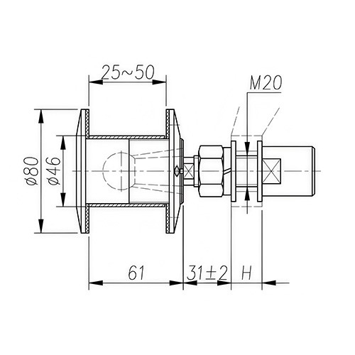 Custom Flat Cap Routel (TF25) | Heavy-Duty Glass to Spider Fitting Connector | 304/316 SS