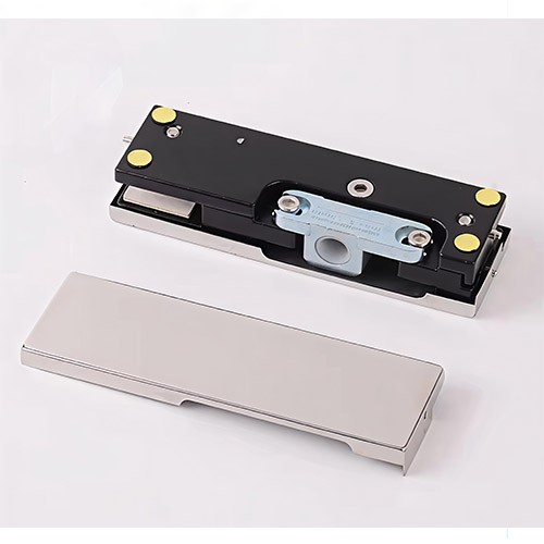 Frameless Glass Door Accessory – Stainless Steel Cover Plate with Polished Glass Door Patch Fitting