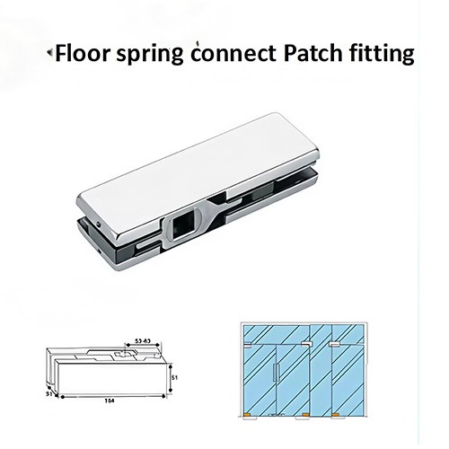 Frameless Glass Door Accessory – Stainless Steel Cover Plate with Polished Glass Door Patch Fitting