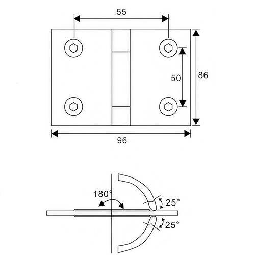 Premium Frameless Shower Door Hinge: 180° Outer Folding Glass-to-Glass Bracket (Matte Black & Gunmetal)