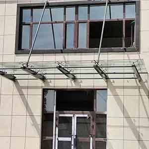 Glass Canopy | Integrated System with Stainless Steel Tension Rods, Spider Fittings, and Steel Beams