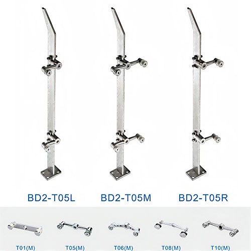 Heavy-Duty Flat Bar Glass Railing Post BD2 | Frameless Balustrade Hardware