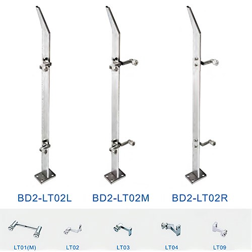 Heavy-Duty Flat Bar Glass Railing Post BD2 | Frameless Balustrade Hardware