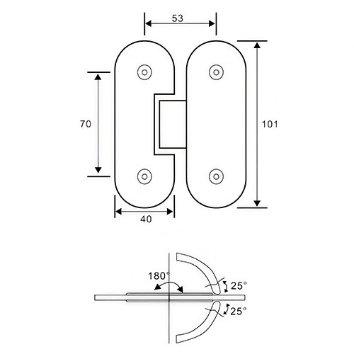 JC-A01/A02 180-Degree Semicircle Stainless Steel Glass-to-Glass Shower Hinge (Gold/Gun Ash)