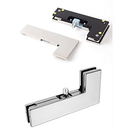 L-Shape Aluminum Pivot Overpanel Patch Fitting for Frameless Swing Glass Door