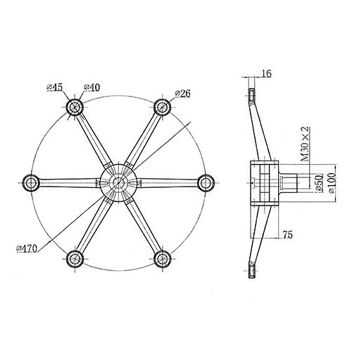 RLW3001 6-Way Stainless Steel Spider Fitting