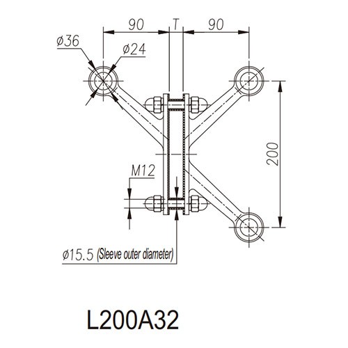 SSHW L200A Fin Spider Fitting for Glass Fins