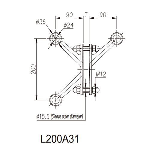 SSHW L200A Fin Spider Fitting for Glass Fins