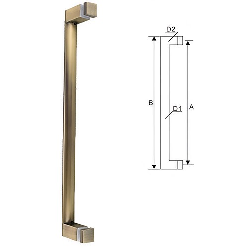 JC-185/188 Series Square Tube Shower Door Handle (450mm) | Champagne Gold / Antique Bronze / Mirror Polished