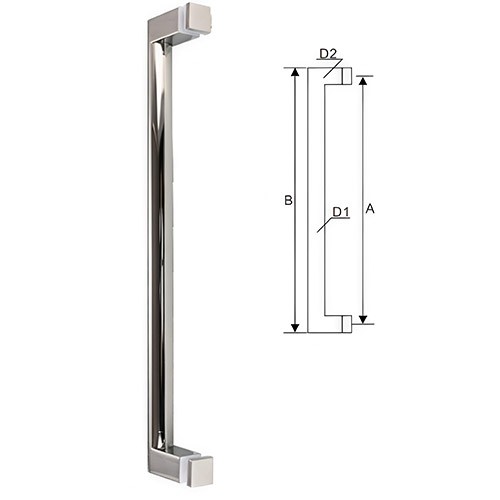 JC-185/188 Series Square Tube Shower Door Handle (450mm) | Champagne Gold / Antique Bronze / Mirror Polished