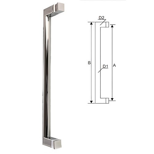 JC-185/188 Series Square Tube Shower Door Handle (450mm) | Champagne Gold / Antique Bronze / Mirror Polished