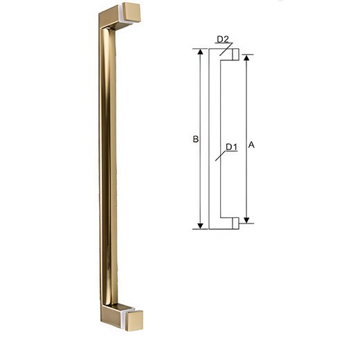 JC-185/188 Series Square Tube Shower Door Handle (450mm) | Champagne Gold / Antique Bronze / Mirror Polished