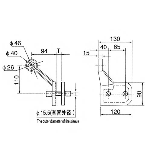 RL L220B2 Stainless Steel Single Arm Glass Fin Spider Fitting for Point-Supported Glazing