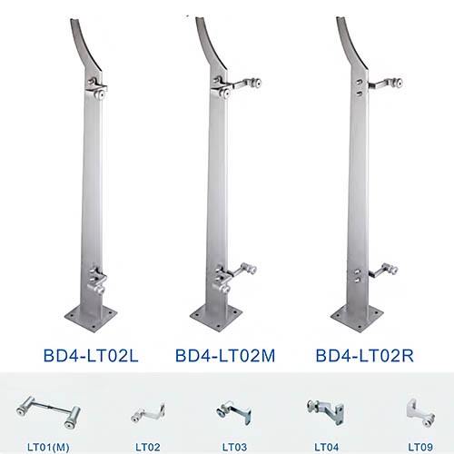 Tapered Single Plate Glass Railing Post BD4 | 316L Gooseneck Balustrade Hardware