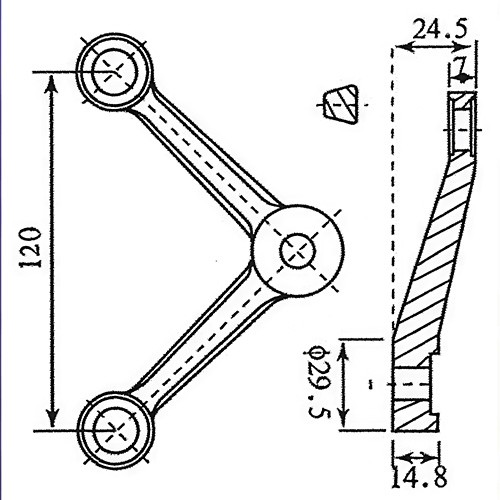 RL1204 Right Angle Spider Fitting | Small Stainless Steel Glass Railing Connector | 120mm Center Distance
